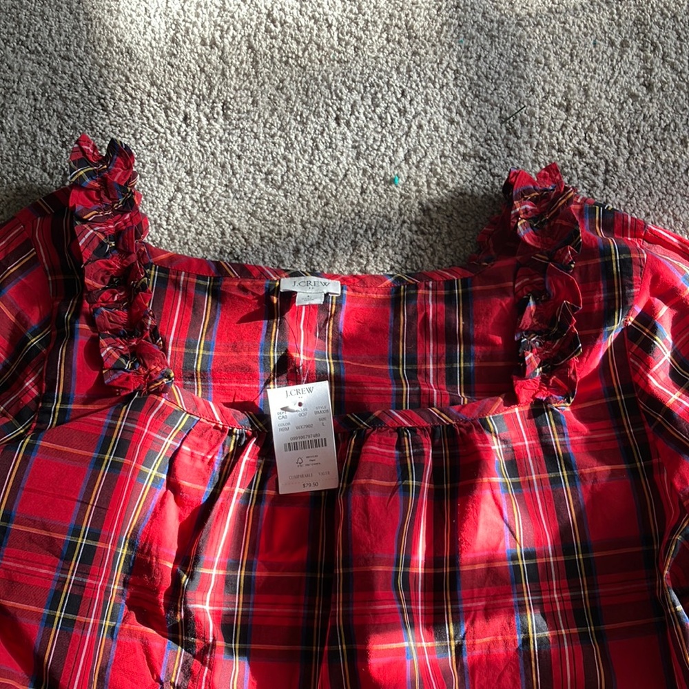 J.Crew Cotton Poplin Squareneck Ruffle Top!